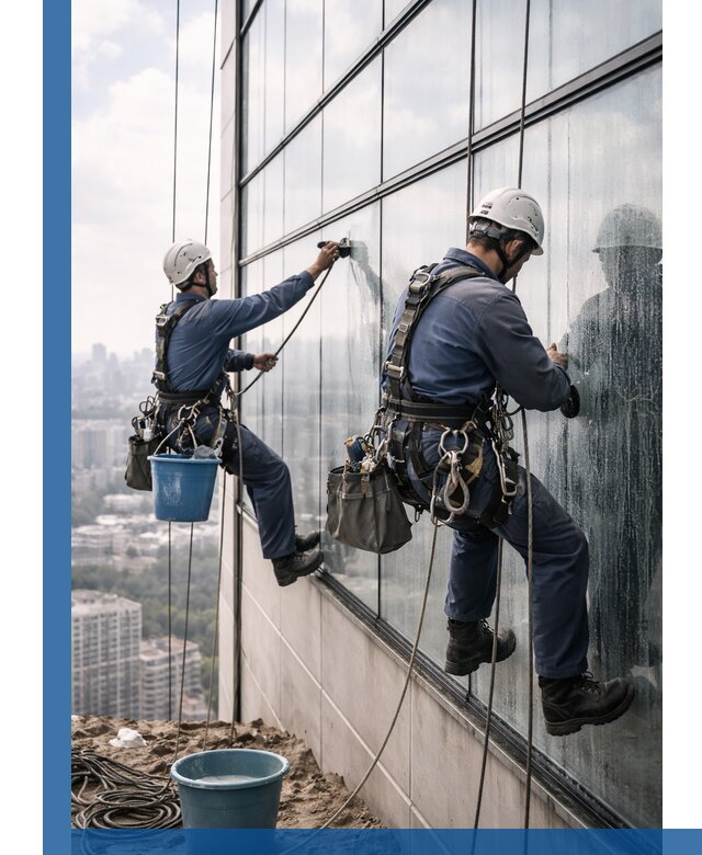 Профессиональная мойка фасадных окон альпинистами в Орле