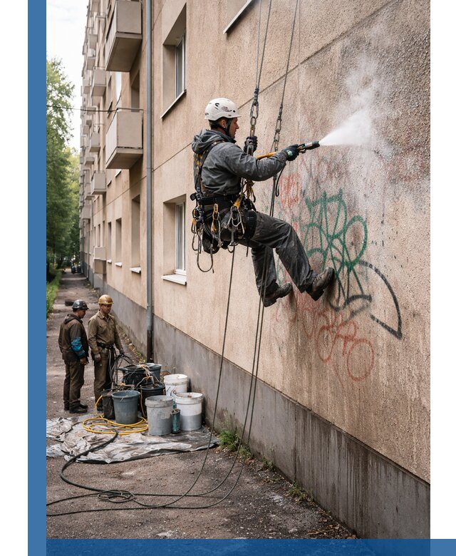 Удаление граффити с фасада в Орле без следов и повреждений