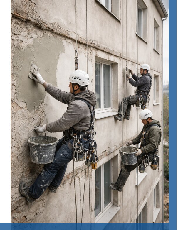 Ремонт штукатурного фасада в Орле от 759 р. под ключ | ВЫСОТНИК-Орл