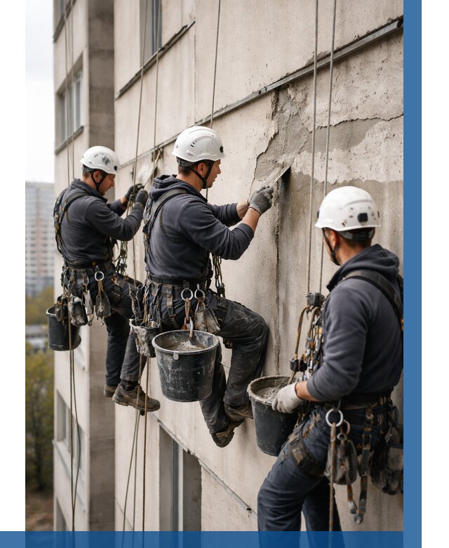 Ремонт бетонных элементов фасада в Орле от 2531 р. | ВЫСОТНИК-Орл