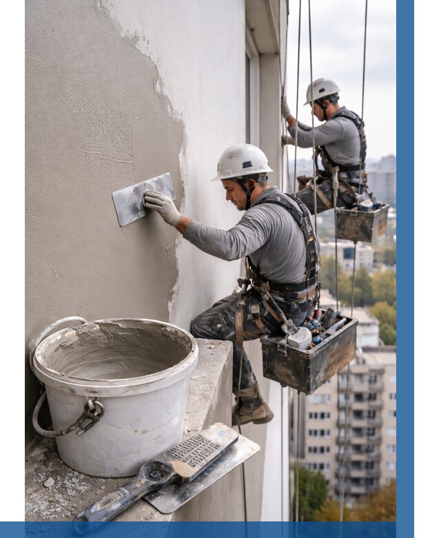 Шпаклевка фасада на высоте в Орле от 709 р. | ВЫСОТНИК-Орл