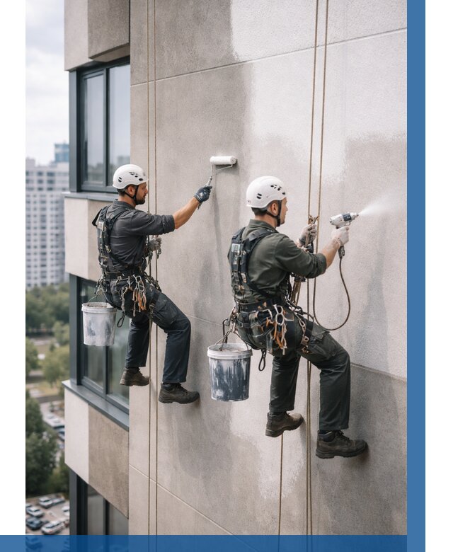 Покраска фасада альпинистами в Орле от 304 р. | ВЫСОТНИК-Орл