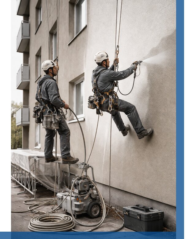 Безвоздушная покраска фасада в Орле от 223 р/м² | ВЫСОТНИК-Орл