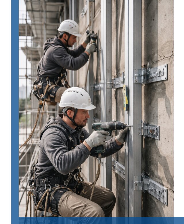 Монтаж и крепление подсистемы вентфасада в Орле