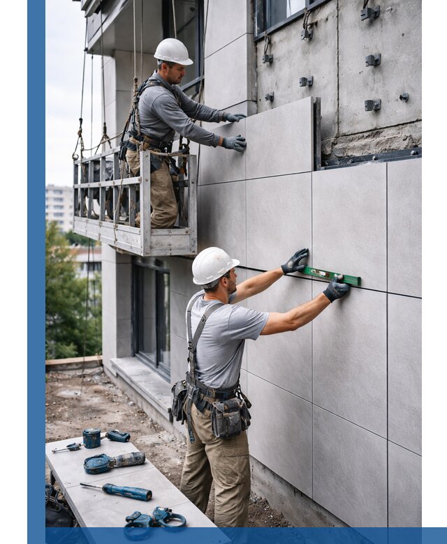 Монтаж керамогранита на фасад в Орле под ключ с гарантией качества