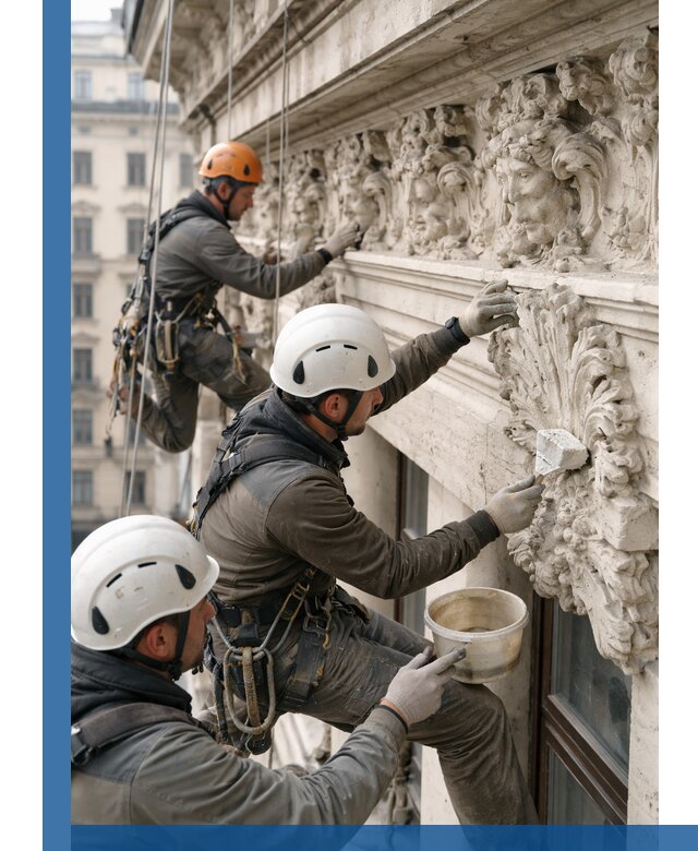 Реставрация фасадной лепнины с высотными работами в Орле