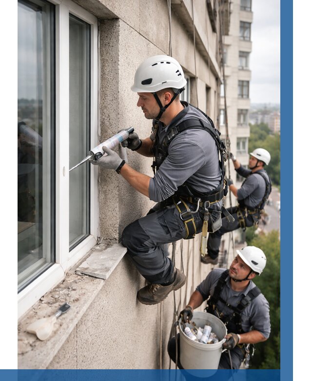 Герметизация оконных швов снаружи в Орле от 1519 р. | ВЫСОТНИК-Орл