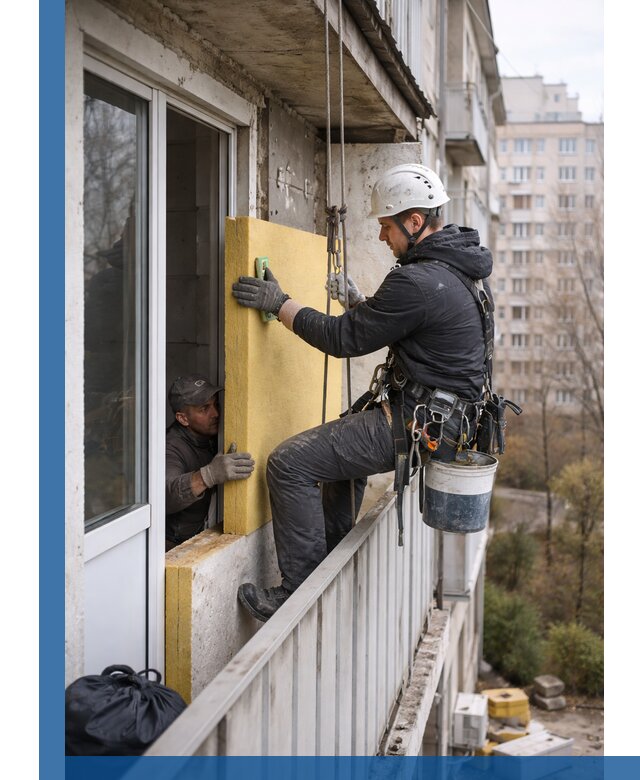 Профессиональное утепление балкона снаружи в Орле под ключ