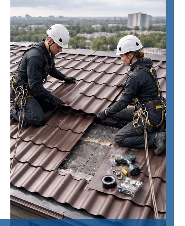 Ремонт металлочерепицы на крыше в Орле от 911 р. | ВЫСОТНИК-Орл