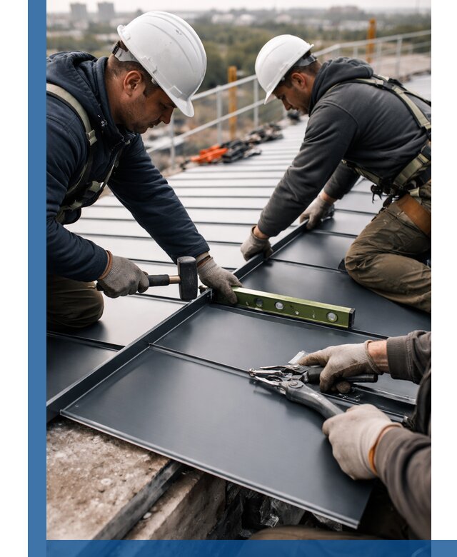 Монтаж фальцевой кровли в Орле для промышленных зданий