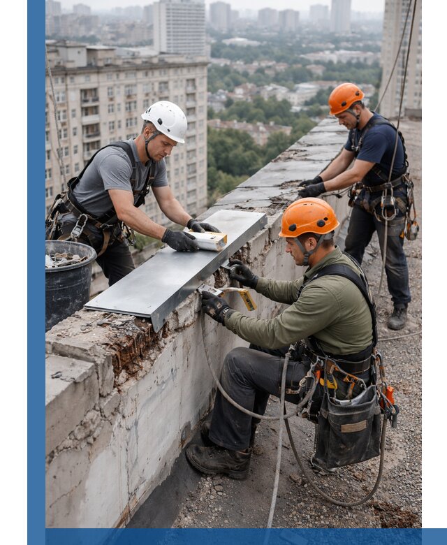 Ремонт парапета на кровле в Орле, высотные работы с гарантией