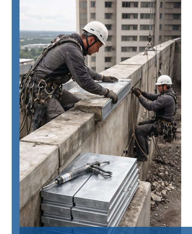 Замена парапетных крышек и установка новых в Орле