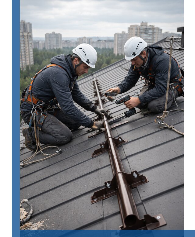 Монтаж снегозадержателей на кровле зданий в Орле под ключ