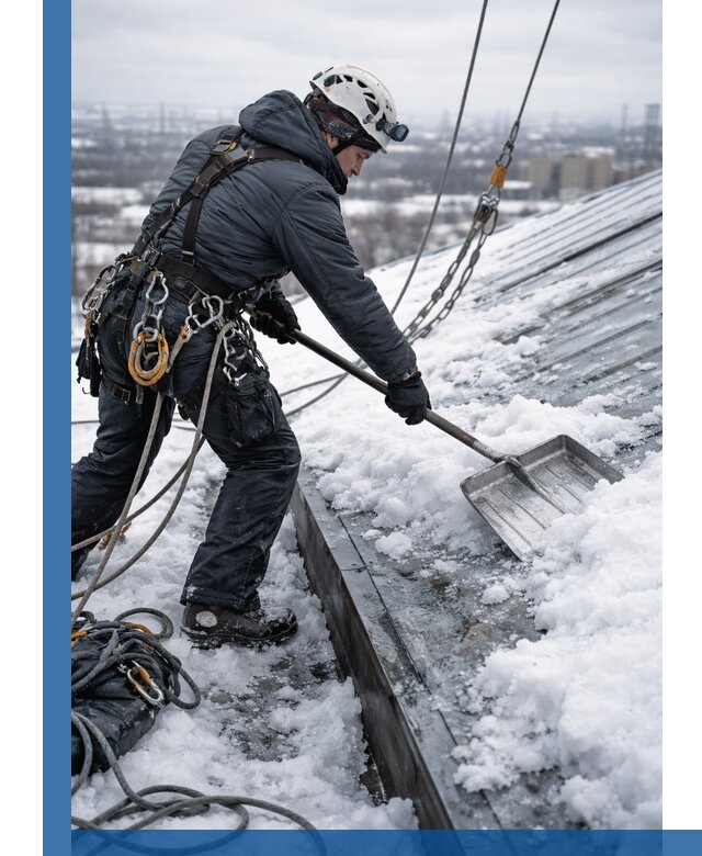 Профессиональная очистка кровли от снега и наледи в Орле