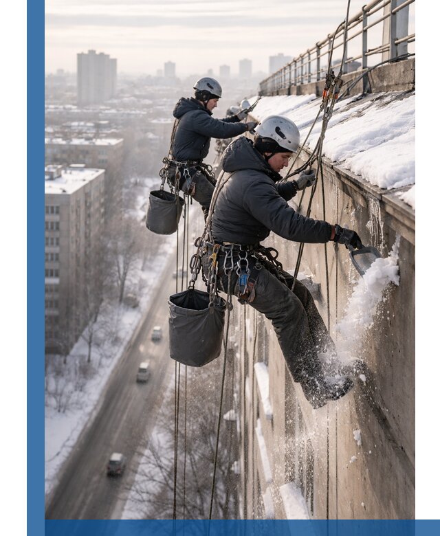 Очистка карнизов от снега в Орле профессионально и безопасно
