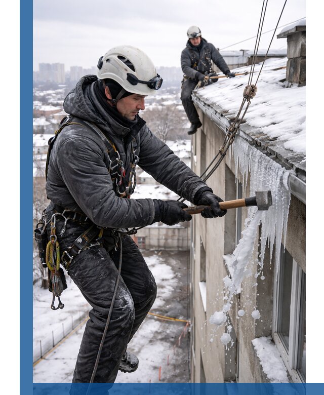 Сбивание и удаление сосулек с крыши в Орле безопасно