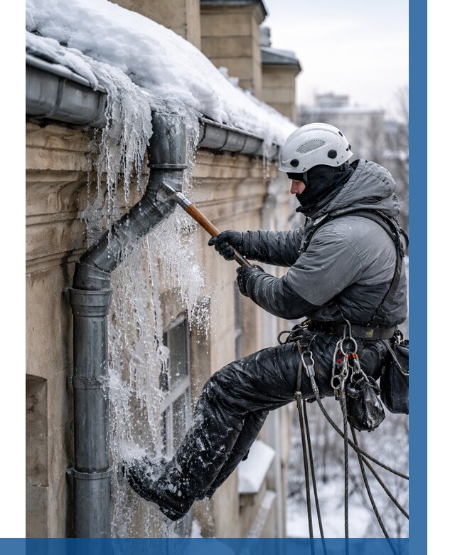 Очистка водостоков от льда в Орле от 3543 р. | ВЫСОТНИК-Орл