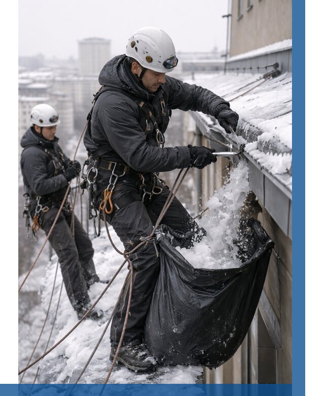 Аварийная очистка крыши в Орле под ключ от 304 р. | ВЫСОТНИК-Орл