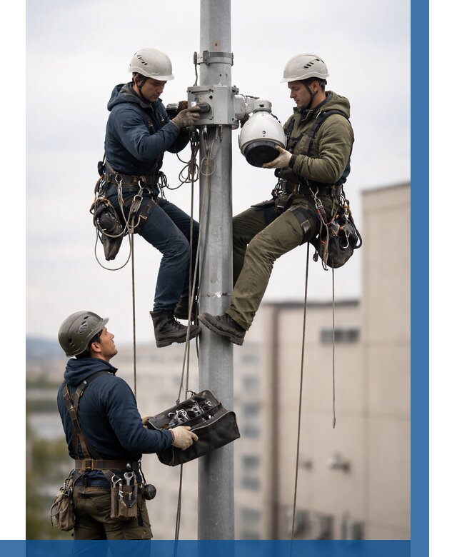 Установка видеокамер на мачте в Орле от 8605 р. | ВЫСОТНИК-Орл