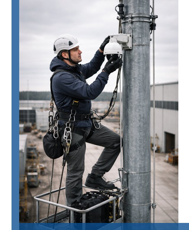 Профессиональная установка видеокамер на мачте в Орле