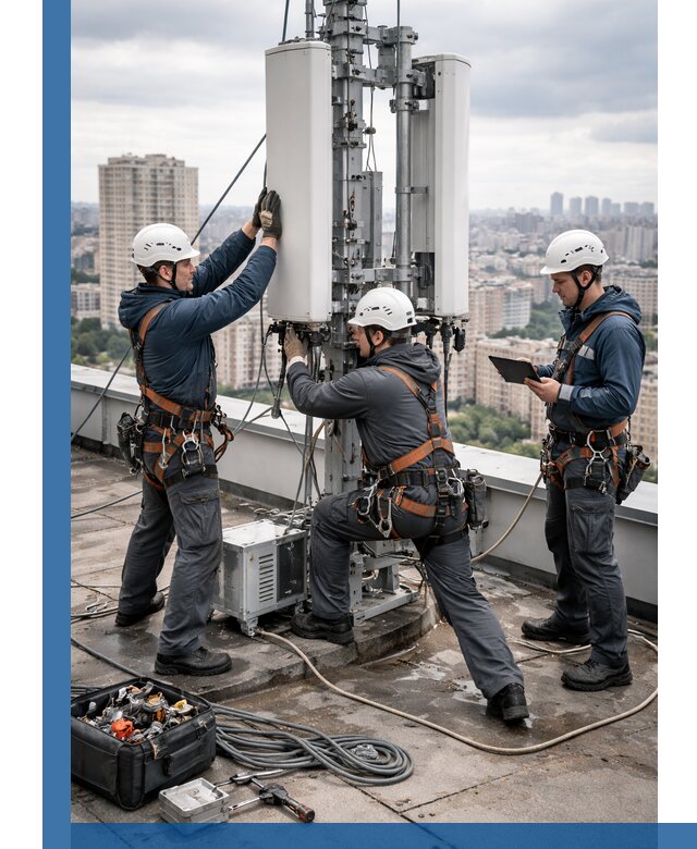 Монтаж антенн связи на крыше в Орле с вводом в эксплуатацию