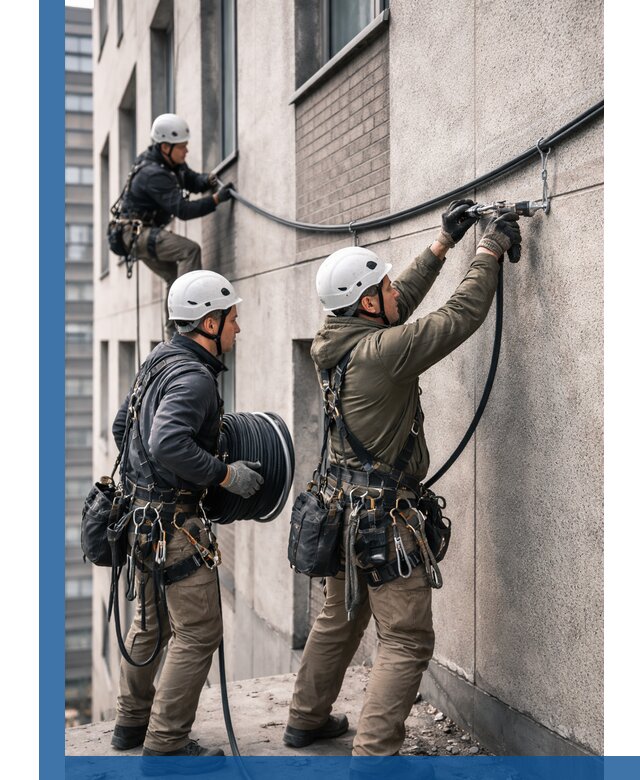 Прокладка кабеля по фасаду в Орле, профессиональный монтаж