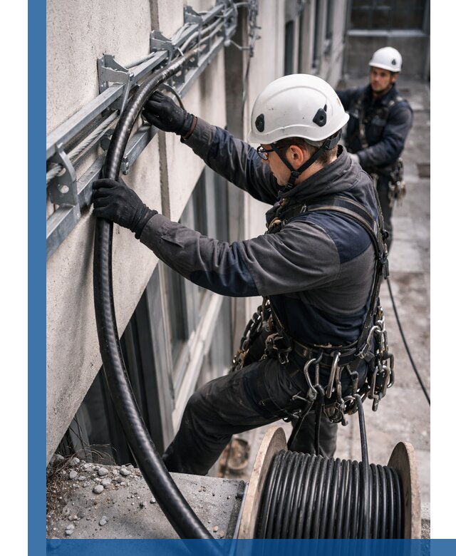 Протяжка кабеля питания на высоте в Орле с гарантией безопасности и качества