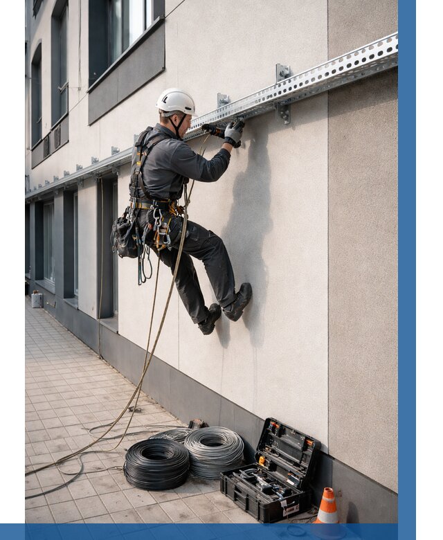 Монтаж кабельных лотков на фасаде в Орле от 1215 р. | ВЫСОТНИК-Орл