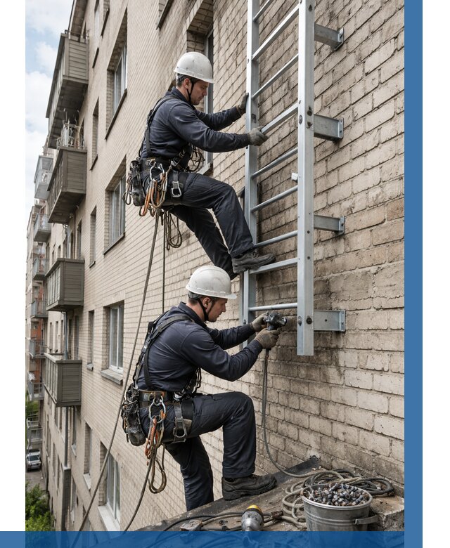 Монтаж пожарной лестницы в Орле от 25310 р заказать у ВЫСОТНИК-Орл