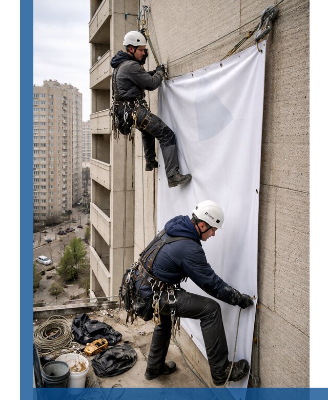 Профессиональный монтаж баннеров на фасаде в Орле