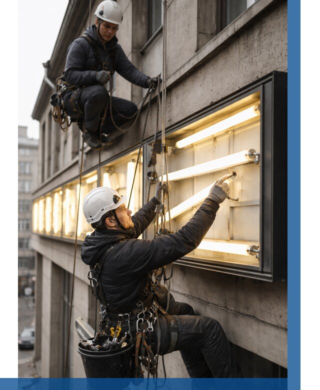 Замена ламп в вывеске в Орле под ключ от 3543 р. | ВЫСОТНИК-Орл