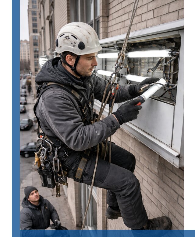 Профессиональная замена ламп в наружной вывеске в Орле