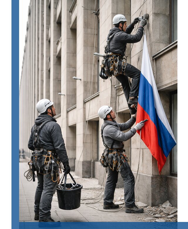 Профессиональная установка флагов на фасаде в Орле