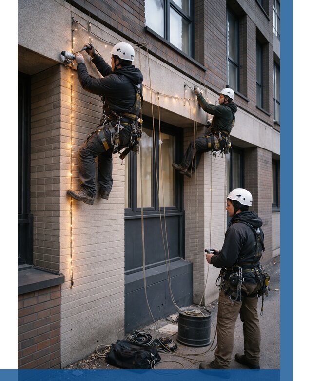 Монтаж гирлянд на фасаде в Орле от 3543 р. | ВЫСОТНИК-Орл