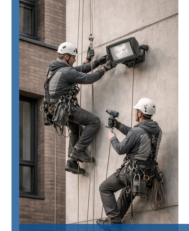 Профессиональный монтаж фасадных прожекторов в Орле под ключ