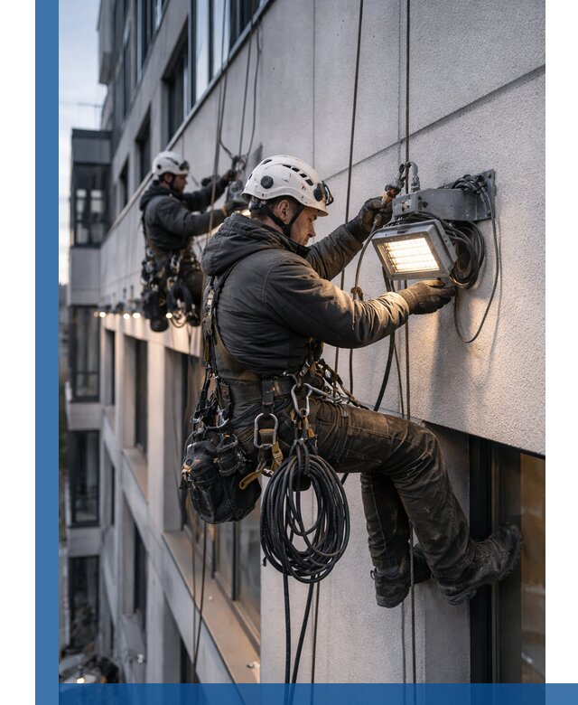 Монтаж фасадного освещения в Орле установка и подключение