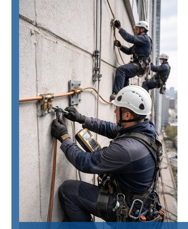 Монтаж системы заземления здания и молниезащиты в Орле