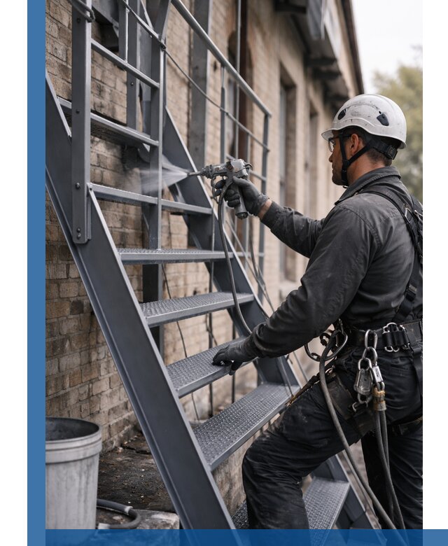 Покраска и антикоррозионная защита пожарных лестниц в Орле