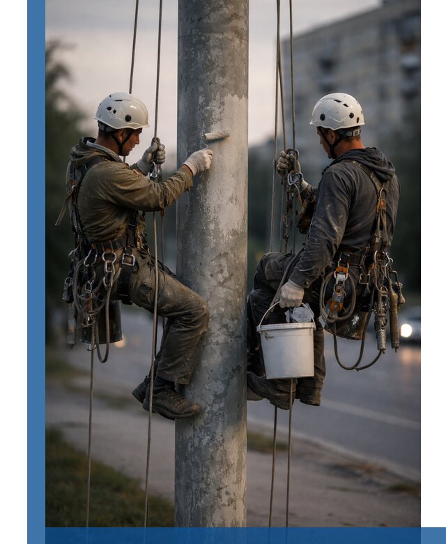 Покраска опор освещения и антикоррозийная защита в Орле