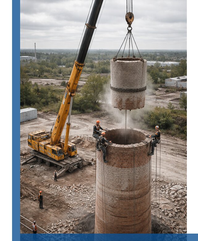 Демонтаж дымовой трубы в Орле с гарантиями безопасности