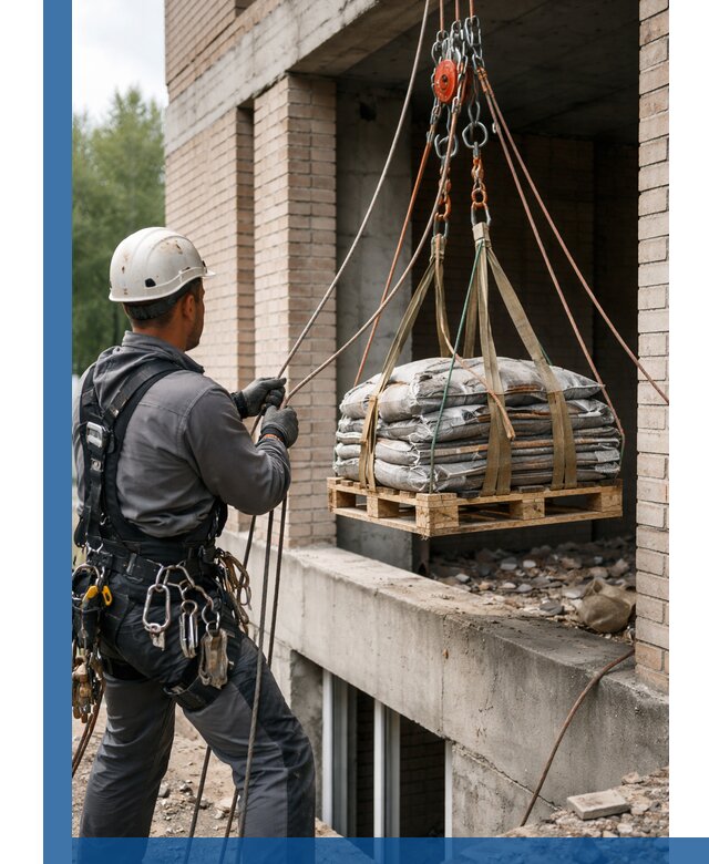 Подъем материалов на этаж веревками в Орле оперативно