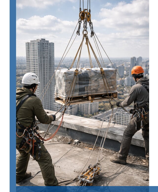 Подъем и монтаж крупногабаритных грузов на крышу в Орле