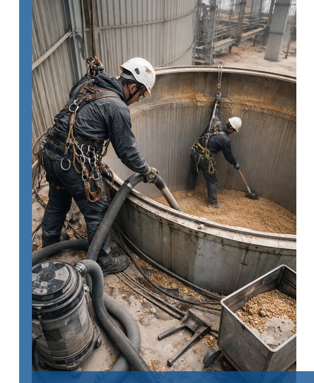 Профессиональная чистка зерновых бункеров в Орле с выездом