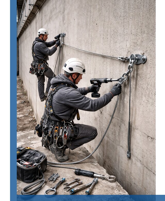 Монтаж анкерных линий высотной безопасности в Орле