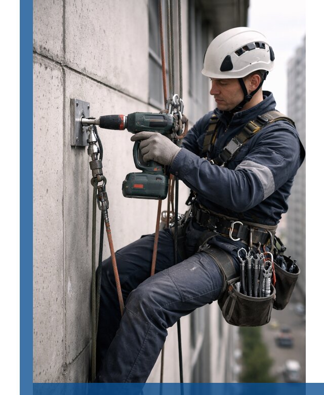 Установка анкерных точек для высотных работ в Орле