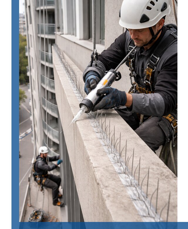 Установка шипов от птиц на фасадах и кровлях в Орле